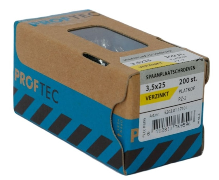 Proftec Spaanplaatschroef Vz Pk PZ2 3.5X25 | 200 stuks - 5203.01.17101