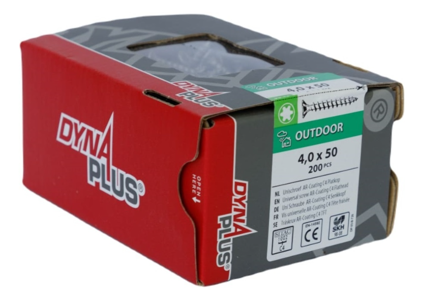 Dynaplus Unischroef/Spaanplaatschroef Ar-Coating Platkop Voldraad Torx TX20 4.0X50 | 200 stuks - 0281.08.25901