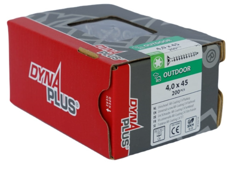 Dynaplus Unischroef/Spaanplaatschroef Ar-Coating Platkop Voldraad Torx TX20 4.0X45 | 200 stuks - 0281.08.25801