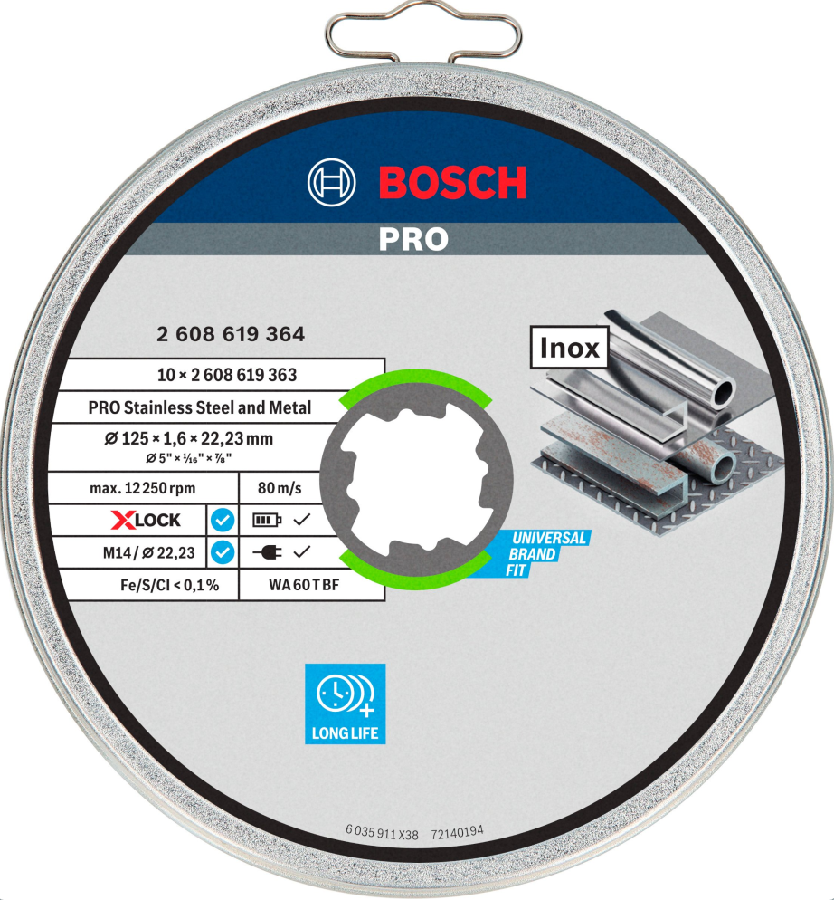 Bosch Accessoires Slijpschijf X-Lock Sfinox 10X125X1.6 mm - 2608619364