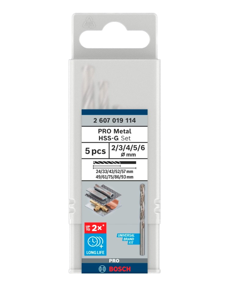 Bosch Accessoires PRO Metal HSS-G spiraalboorset | 5-delig - 2607019114 afbeelding