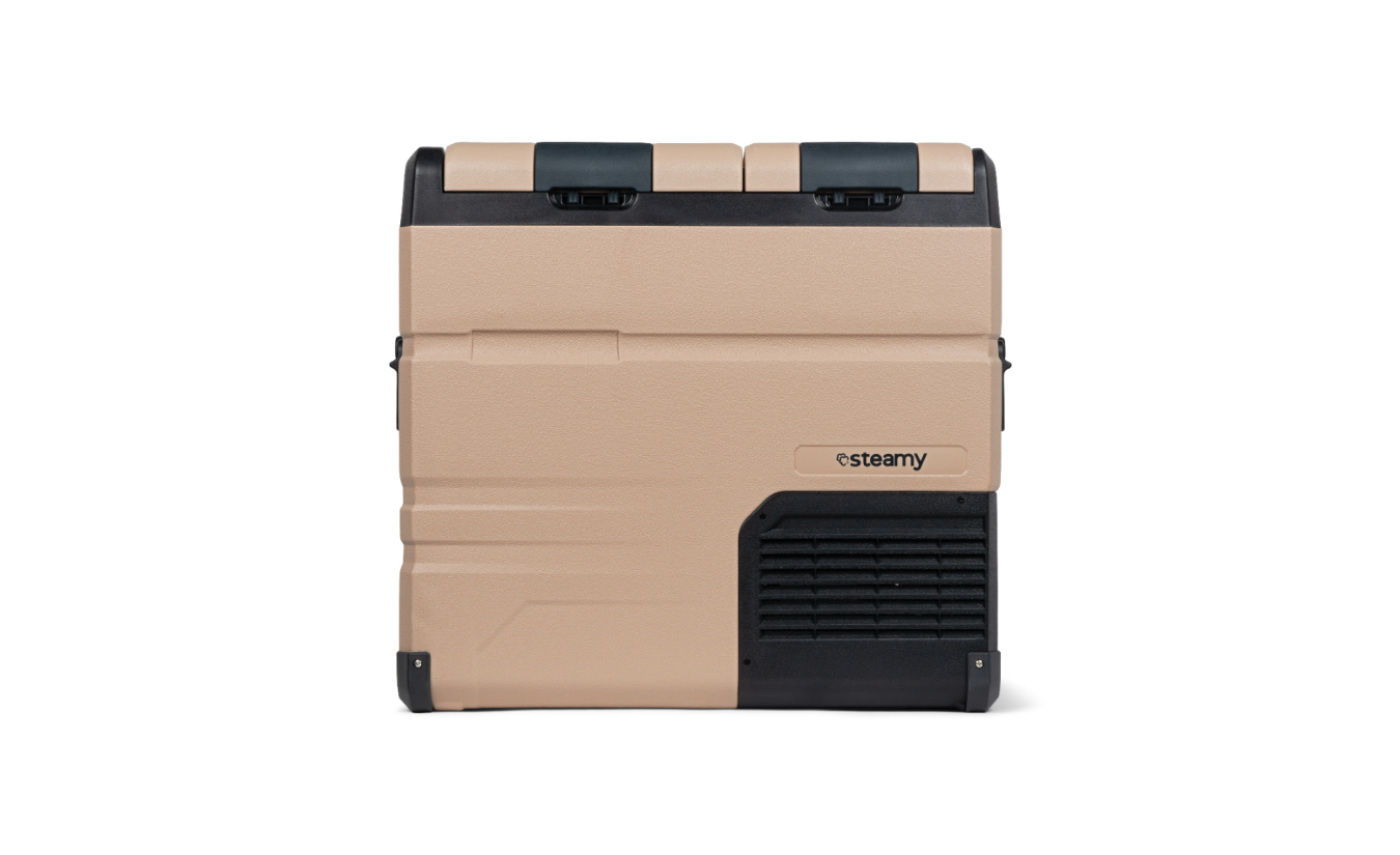 Steamy-E Dual Zone Roller Elektrische Compressor Koelbox - Dual Zone - 55 liter - 12V en 230V - voor auto en camping - Sandstone