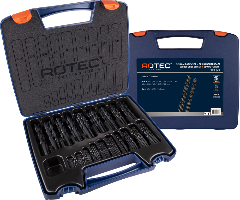 Rotec Spiraalborenset | 100 | DIN 338 | Type N | 202-dlg | ø1-13 - 900.0202K
