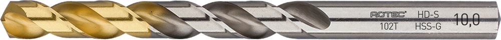 Rotec HSS-G spiraalboor, DIN 338, type HD-S, TiN-top, ø13,0 - 102.1300T
