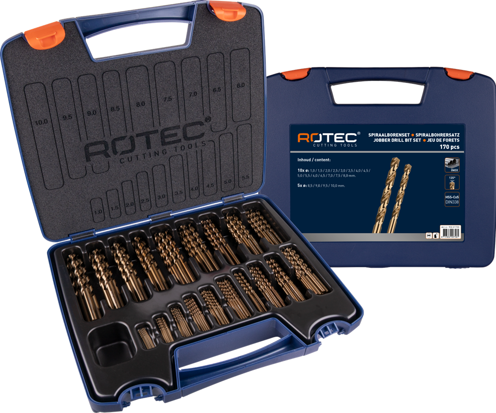 Rotec Spiraalborenset | 111 | DIN 338 | Type N | 202-dlg | ø1-13 - 900.0232K