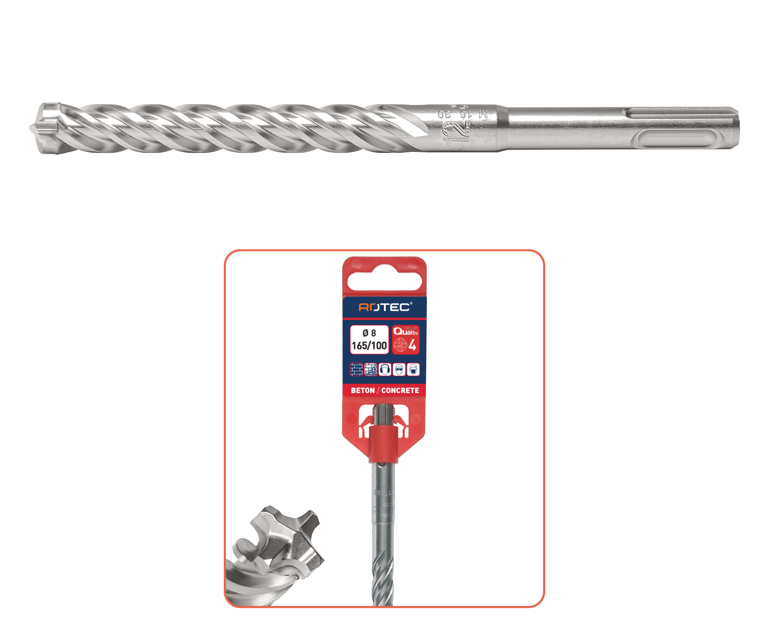 Rotec Hamerboor | SDS+ Quattro-X | ø25,0x950/1000 - 202.2505