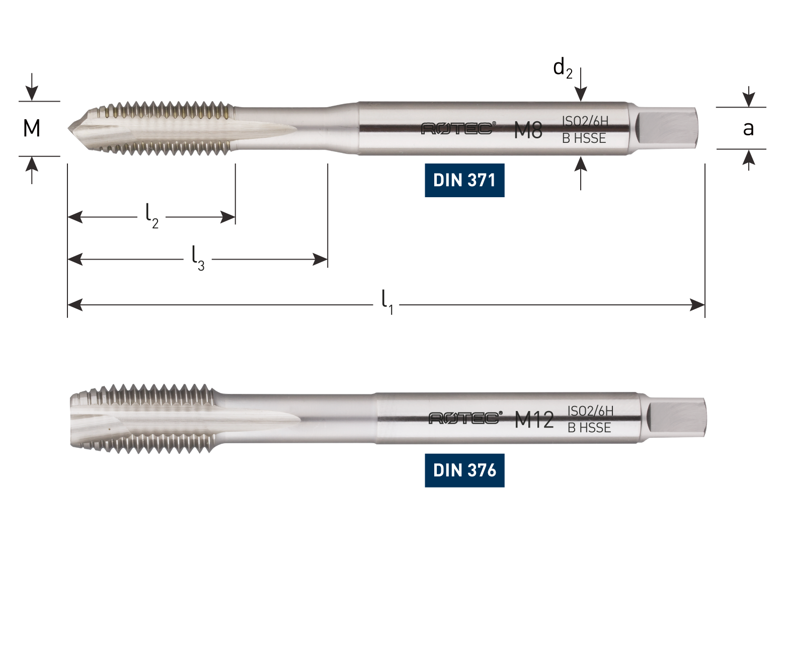Rotec HSS-E Machinetap | Doorlopend | DIN 376 | In QP | M14 - 321.1400BE