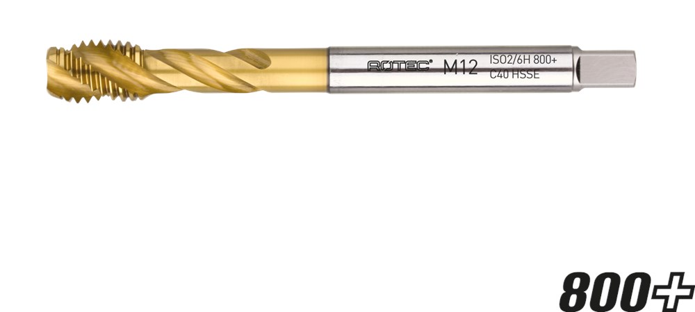 Rotec HSS-E 800+ machinetap BL DIN 376C/40° M12x1,75 TiN - 330.1200TC