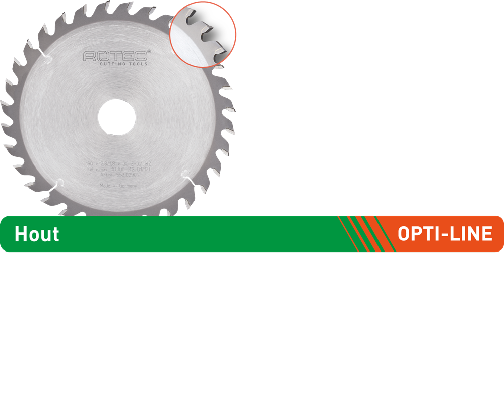 Rotec OPTI-LINE HM Cirkelzaagblad Voor Handmachines | Ø160x2,2x20 | Z=48 | TF-Uni - 553.0132