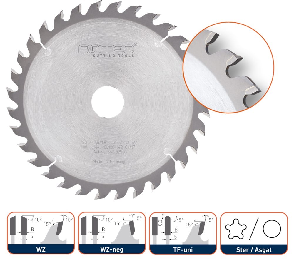 Rotec HM zaagblad voor handmachines, ø100x3,97x22mm Z=12 WZ - 5530010