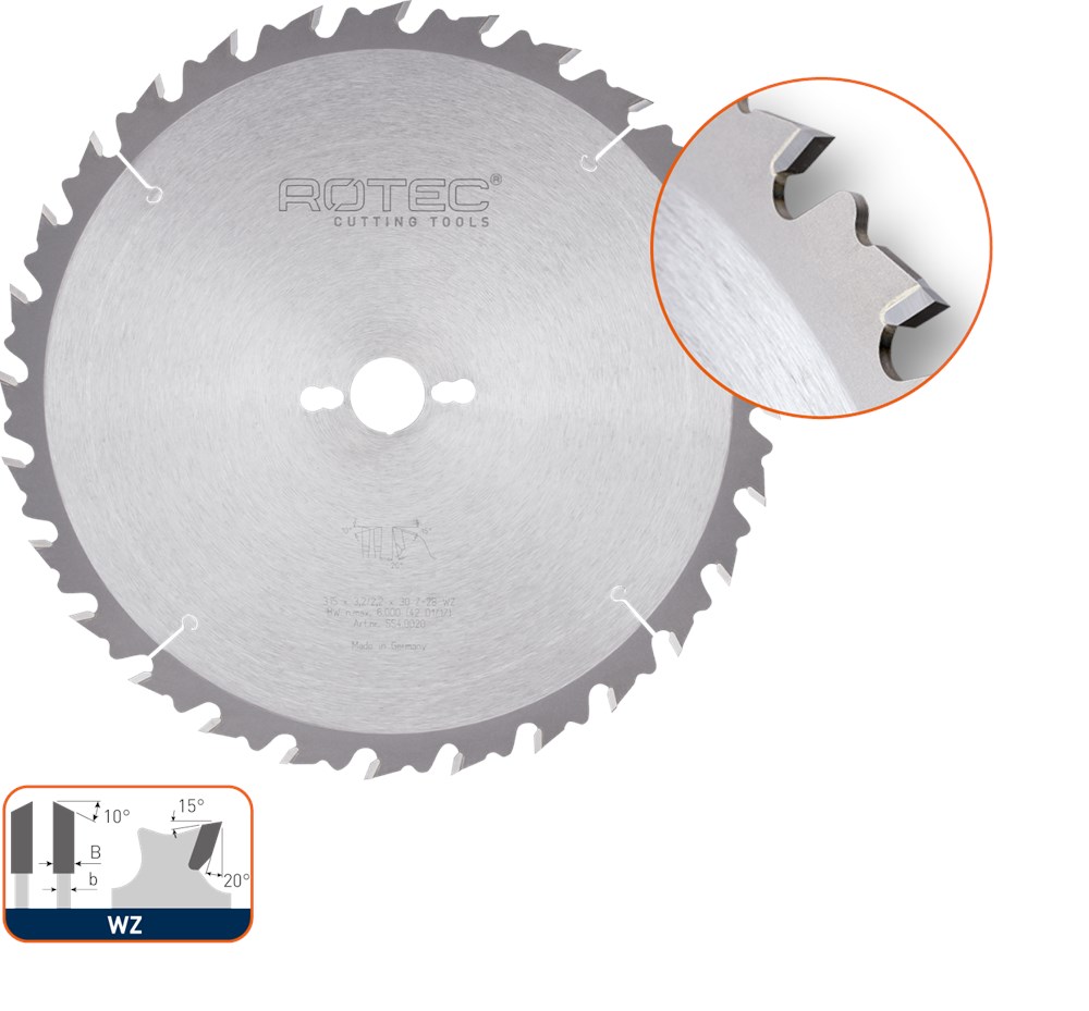 Rotec HM schulpzaag met anti-terugslag, ø550x4,2x30mm Z=48 WZ - 5540070