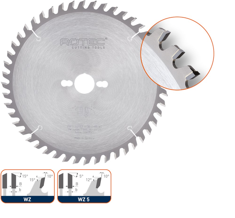 Rotec HM schulp- en afkortzaagblad, ø250x3,2x30mm Z=60 WZ - 5542055