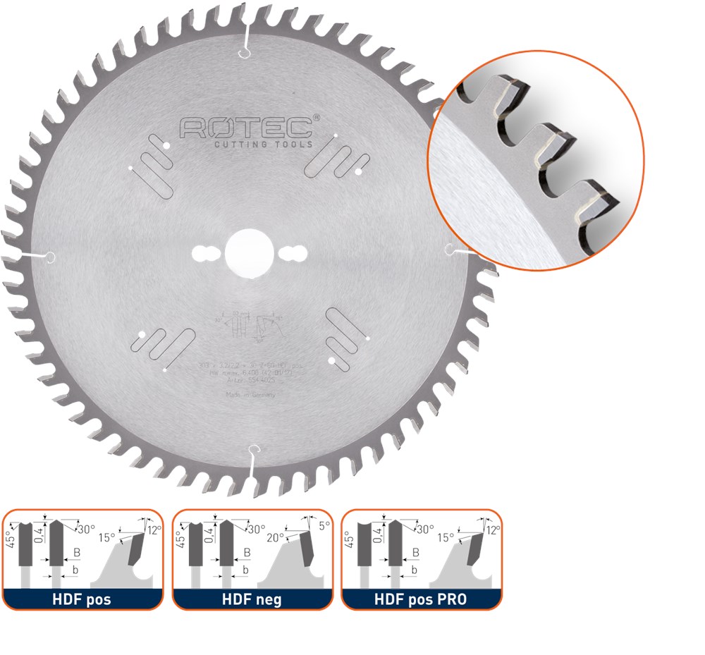 Rotec HM formaatzaagblad Dak/Hol, ø303x3,2x30mm Z=60 HDF neg - 5544030