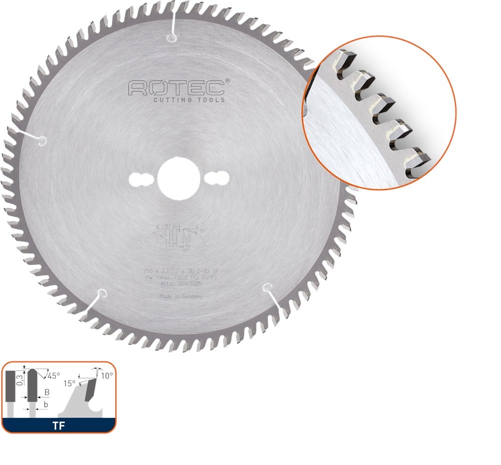 Rotec HM formaatzaagblad Trapezium/Vlak, ø350x3,2x30mm Z=108 TF - 5545040 - 554.5040