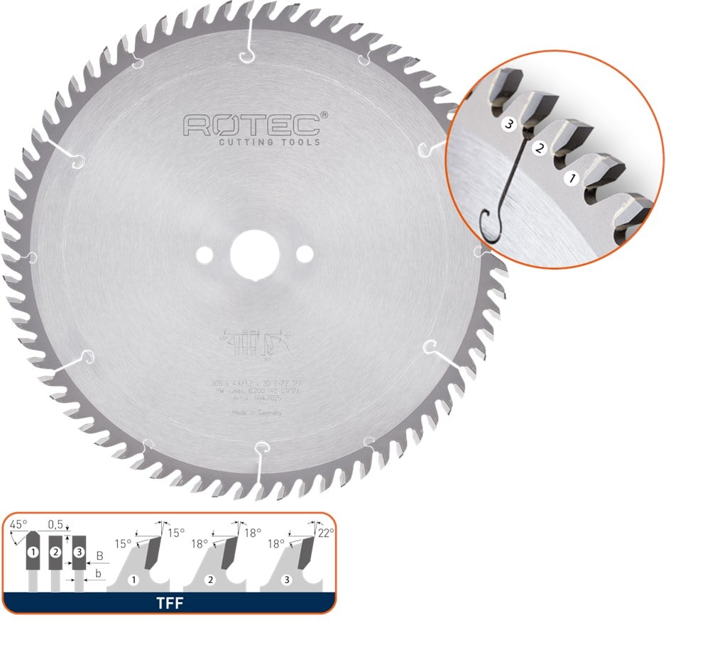 Rotec HM platenopdeelzaagblad, ø450x4,4x30mm Z=72 TFF - 5547135