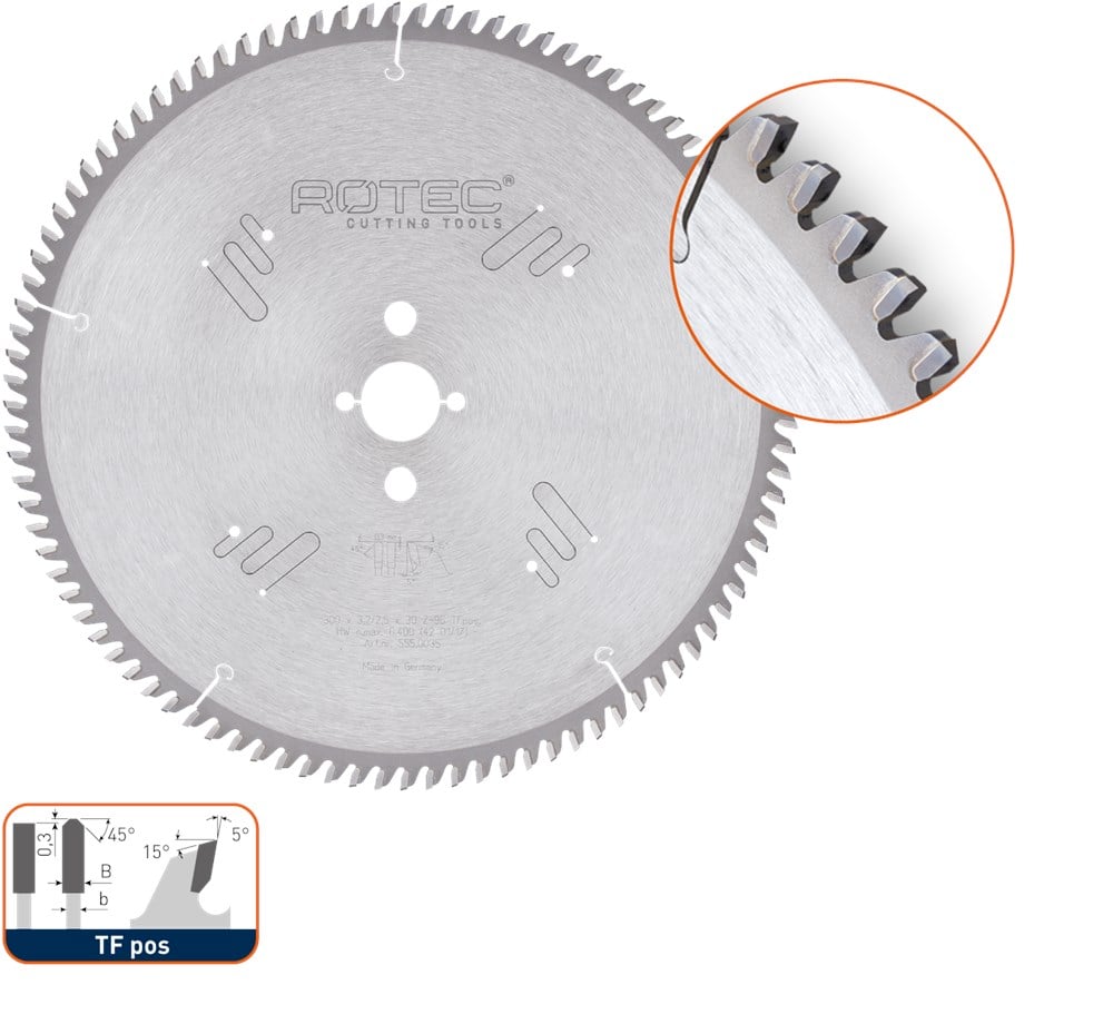 Rotec HM zaagblad voor NF-metalen, ø450x4,0x30mm Z=96 TF pos - 5550090