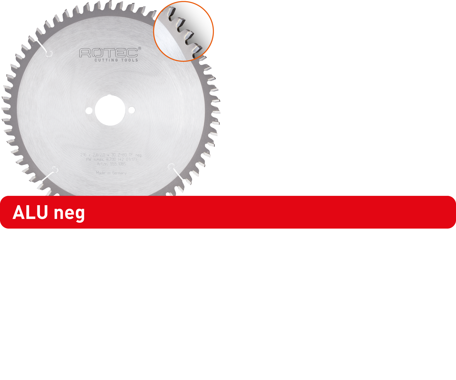 Rotec HM Zaagblad Voor NF-Metalen | Ø160x2,8x30 | Z=42 | TF Neg - 555.1025