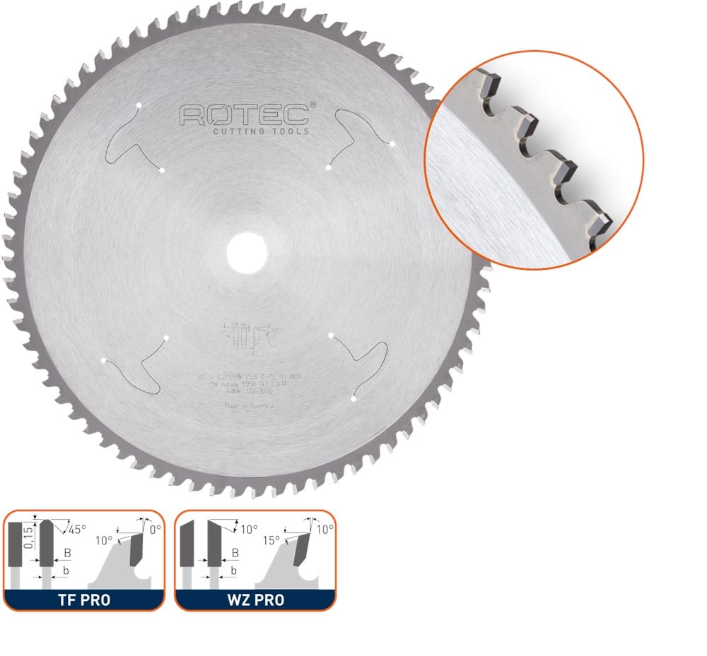 Rotec HM dry-cutter RVS, Long-Life, ø140x1,8x62mm Z=46 WZ PRO - 5563005