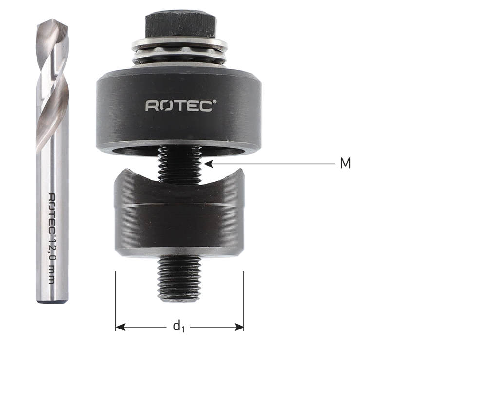 Rotec Gatenpons | OPTI-LINE | Met kogellager en boor | ø35,0 - 592.3500 afbeelding 1