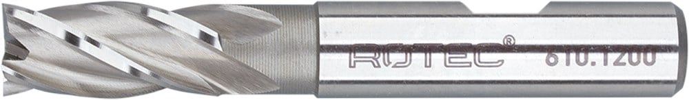 Rotec HSS-E Vingerfrees, ongecoat, ø12 - ø12x26x83xø12mm Z=4 / DIN 844-B / kort - 6101200