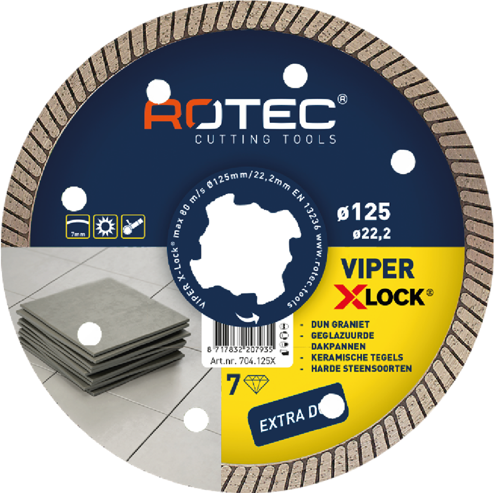 Rotec Diamantzaagblad 'Viper / Turbo Fine Cut' X-Lock | Ø115x1,2xØ22,2 - 704.115X