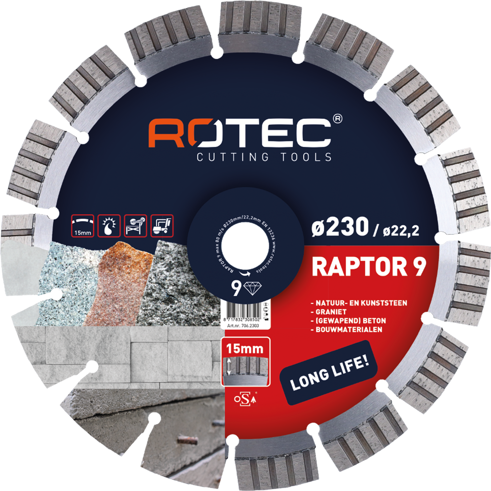 Rotec Diamantzaagblad 'Raptor 9' | Ø150x2,2xØ22,2 - 706.1503