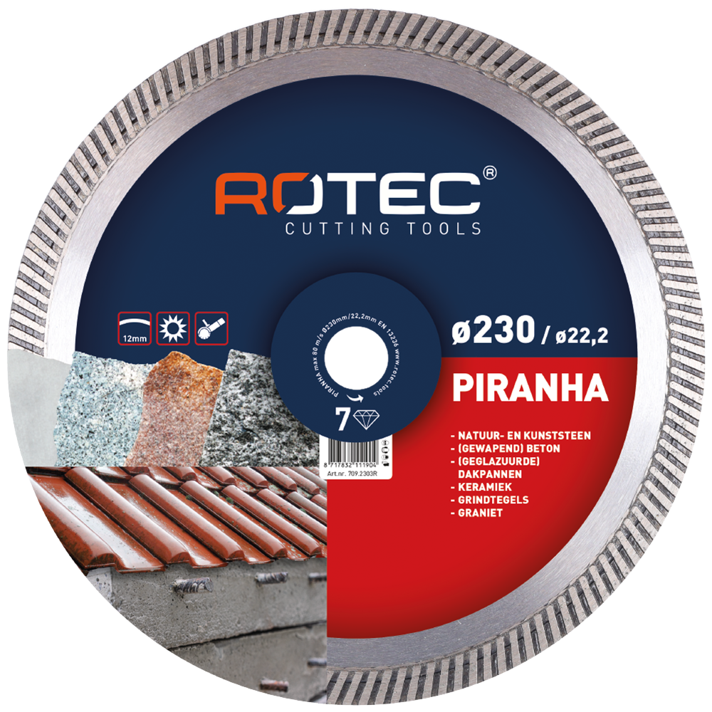 Rotec Diamantzaagblad 'Piranha 7' | Ø230x2,6xØ22,2 - 709.2303R