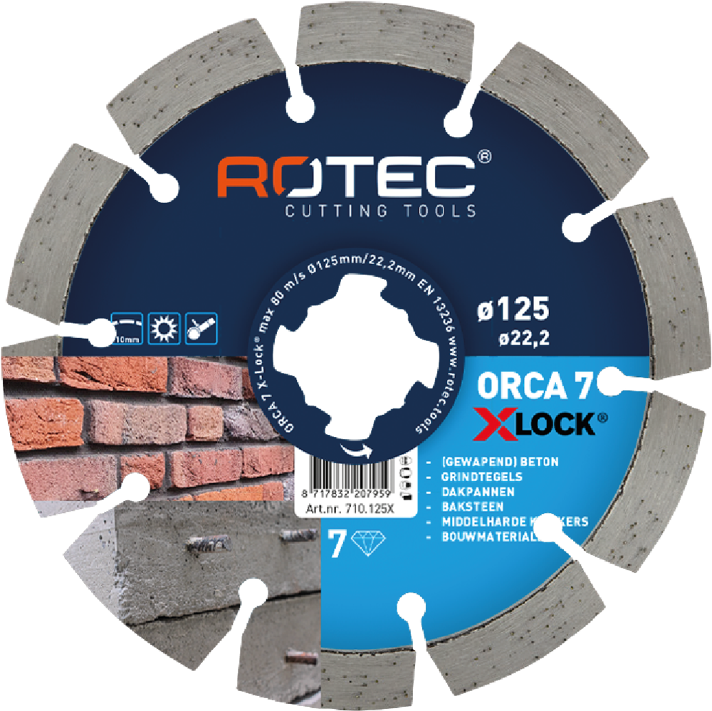 Rotec Diamantzaagblad 'Orca / GC-2010' X-Lock | Ø125x2,4xØ22,2 - 710.125X