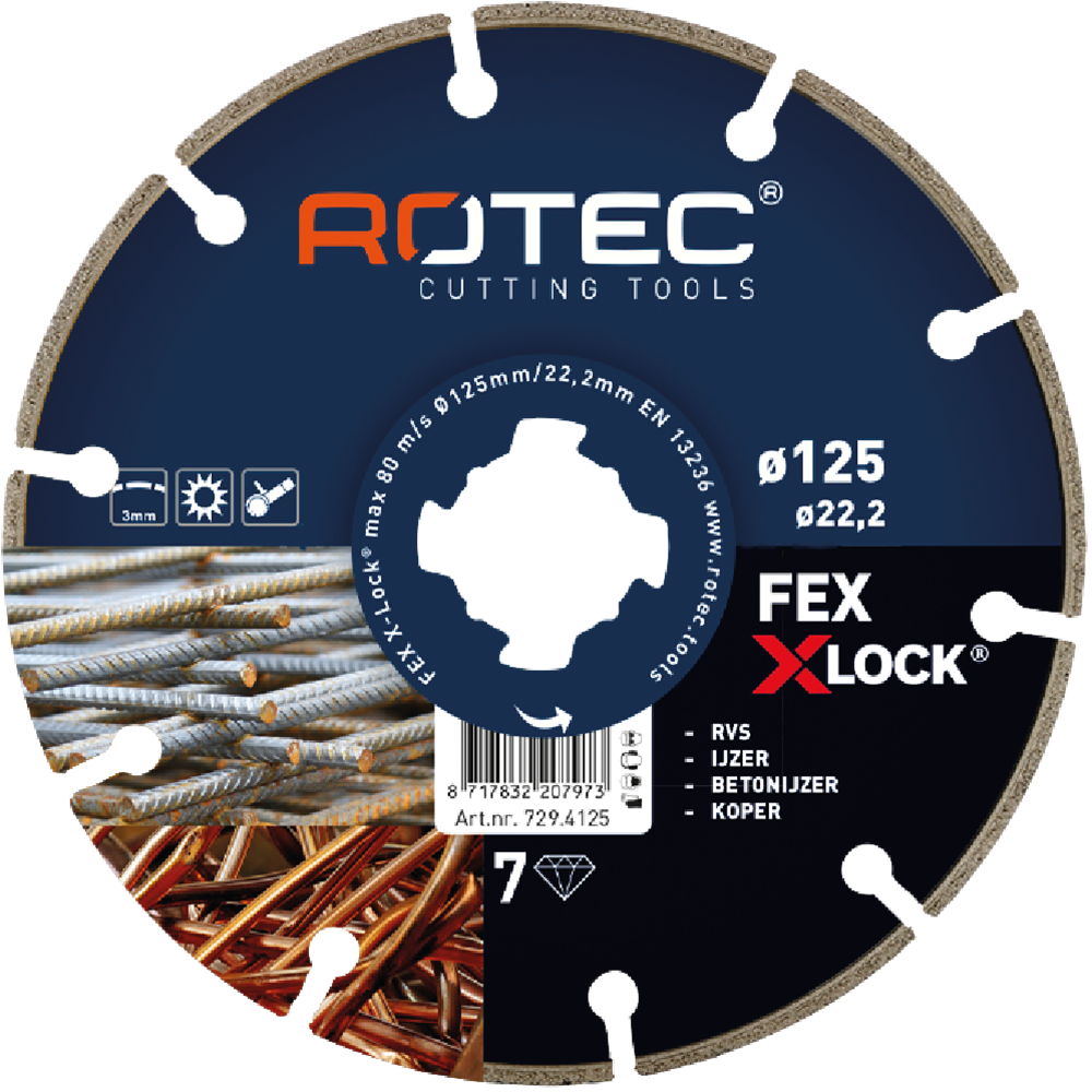 Rotec Diamantzaagblad 'Fex' X-Lock | Ø115x2,2xØ22,2 - 729.4115