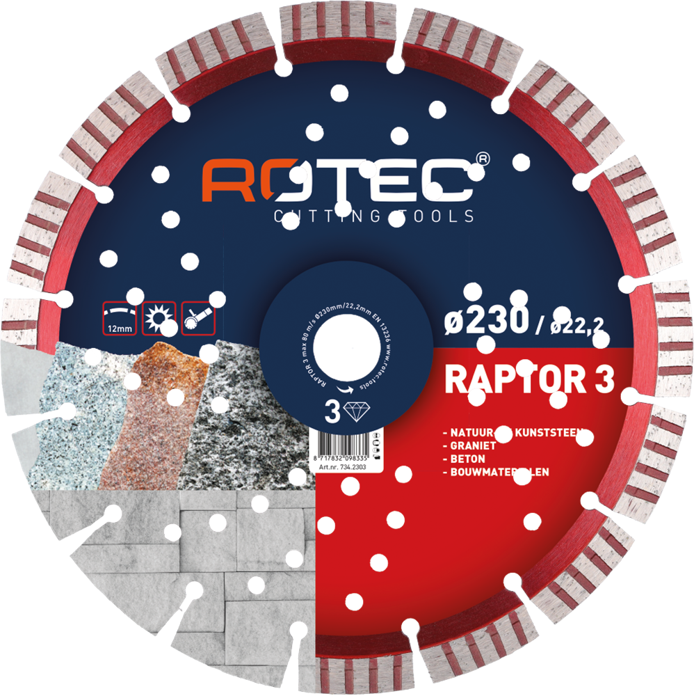 Rotec Diamantzaagblad 'Raptor 3 / Turbo Basic' | Ø230x2,8xØ22,2 - 734.2303