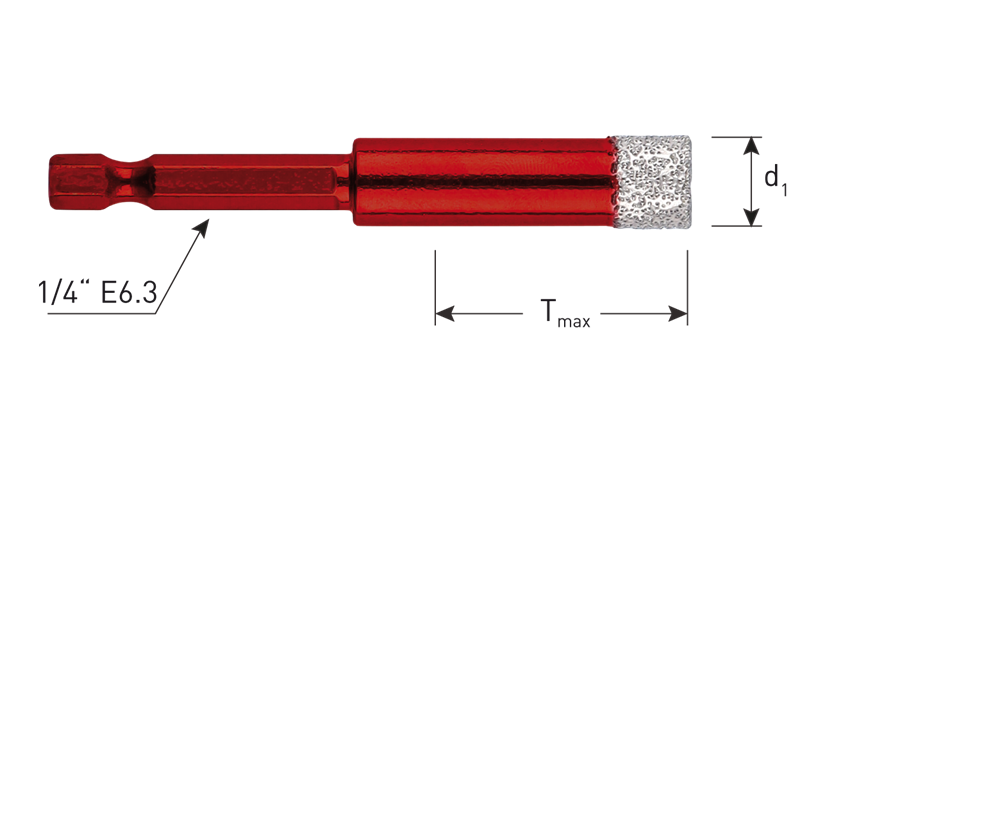 Rotec Diamanttegelboor | PREMIUM | E6.3 bit-opname | Ø10x43 - 758.5100 afbeelding 1
