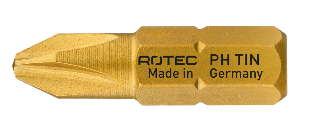 Rotec Schroefbit PH 3 | L=25 | C6.3 | TiN | 2 stuks - 800.20032