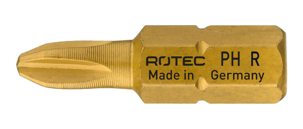 Rotec Schroefbit PH 2 | Gereduceerd | L=25 | C6.3 | TiN | 10 stuks - 800.0006