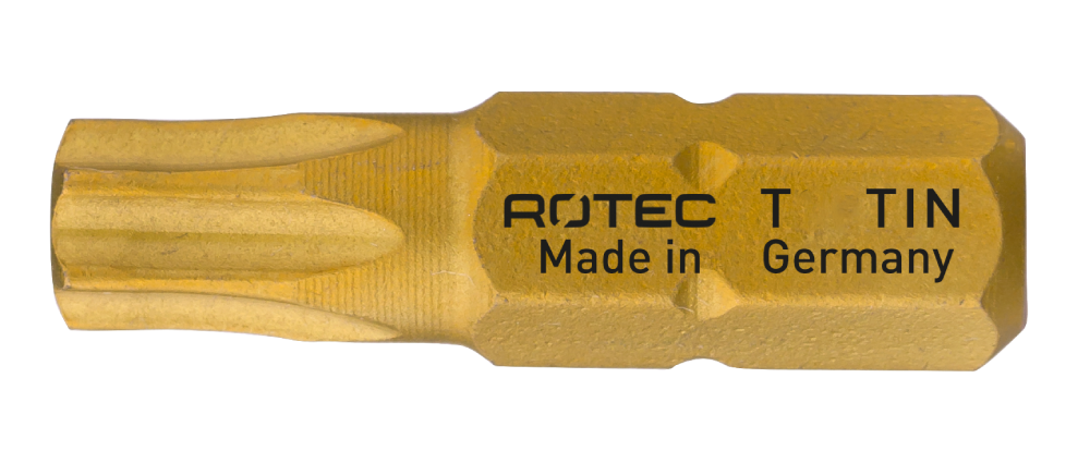 Rotec Schroefbit T 10 | L=25 | C6.3 | TiN | 2 stuks - 806.20102