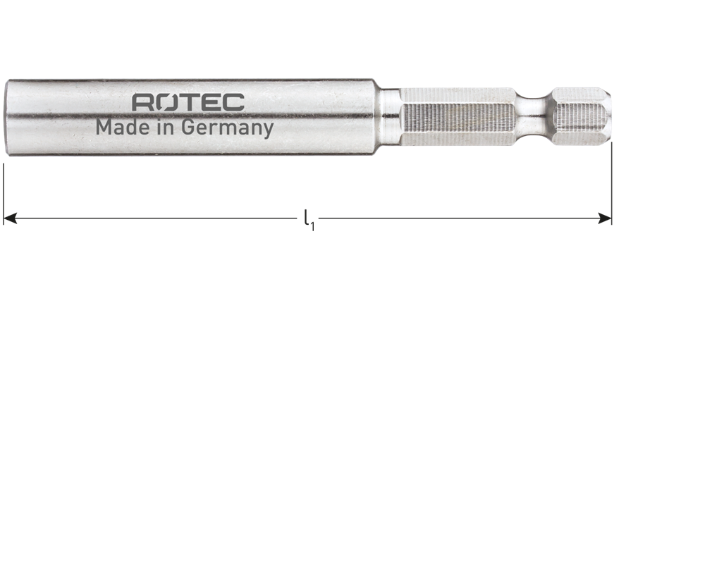 Rotec Bithouder | E6.3x74 | Magnetisch | Huls ø9,6x45 | Met C-ring RVS - 818.0020