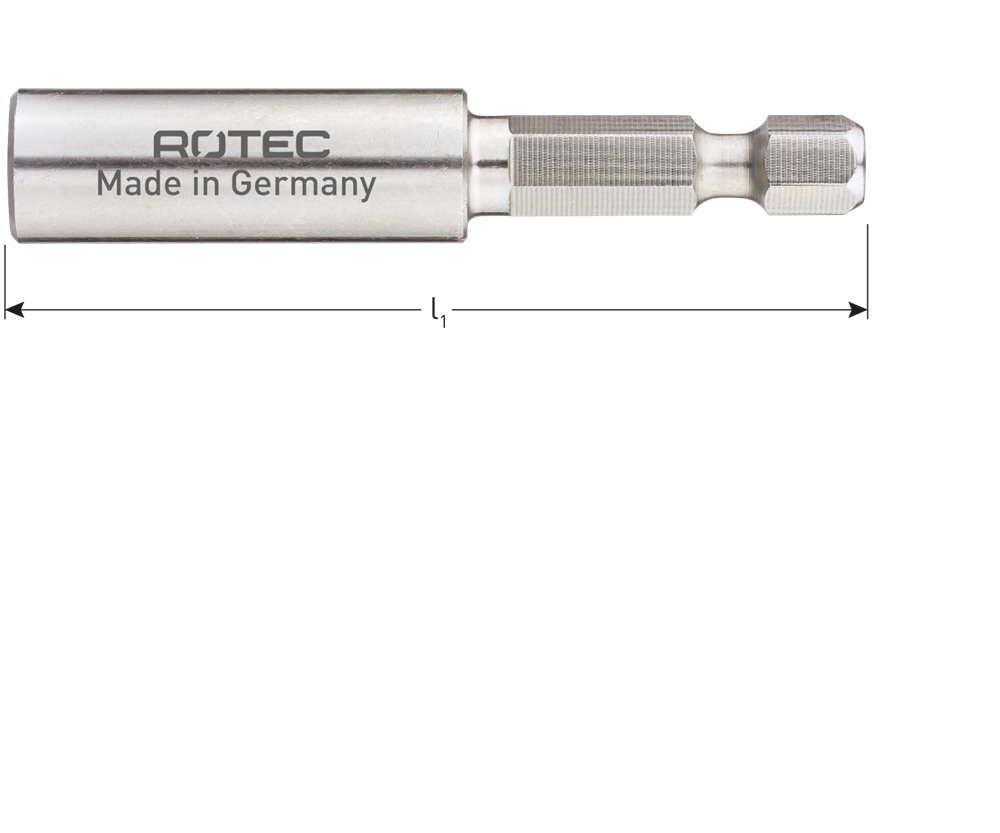 Rotec Bithouder | E6.3x60 | Niet magnetisch | Huls ø11x32 | Met C-ring RVS - 818.00171