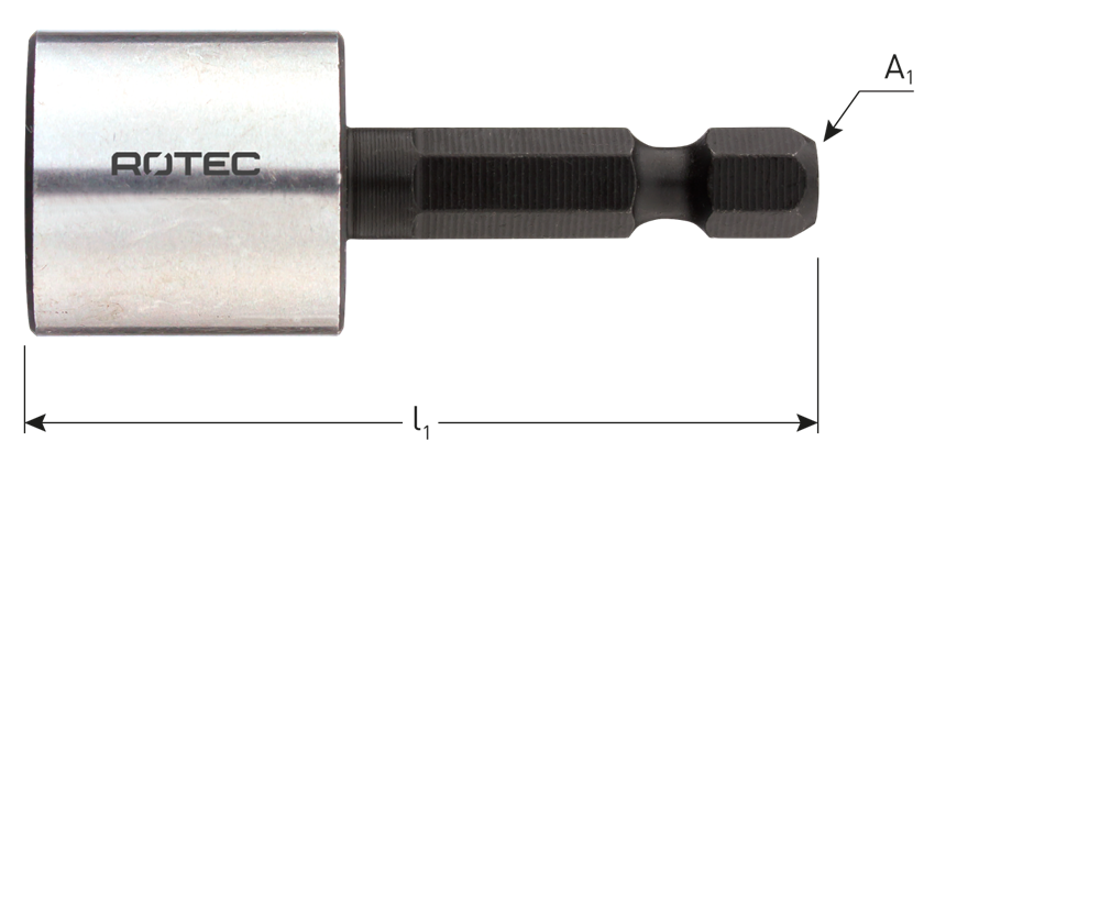 Rotec Dopsleutel | E6.3 | 1/4" Bitopname | Magnetisch | SW 14x65 - 819.01401 afbeelding 1