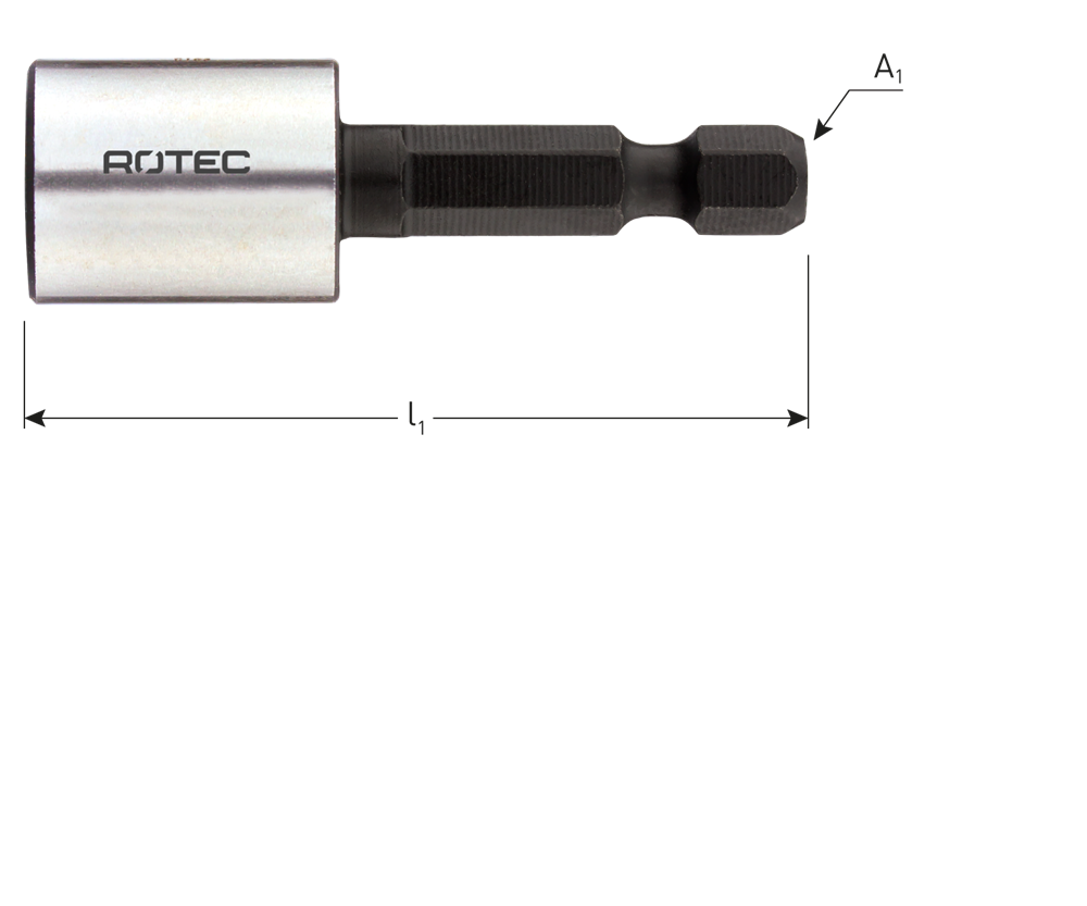 Rotec Dopsleutel | E6.3 | 1/4" Bitopname | Magnetisch | SW 1/4"x50 - 819.10101