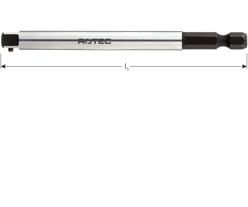 Rotec Adapter | E6.3 > 4-Knt. 1/4'' | Met Stift | L=100 | 1 Stuk - 820.00401