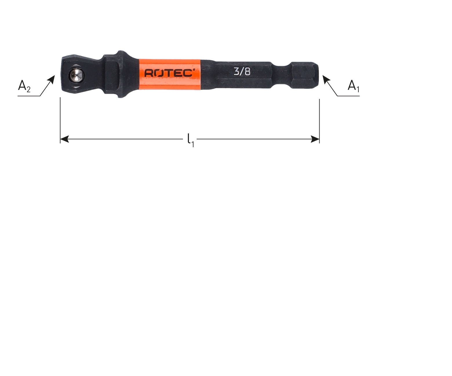 Rotec Impact Adapter Hoek 30 | E6,3 Bitopname | 4-kant | 3/8 kogel | L65 | 10 stuks - 820.01101