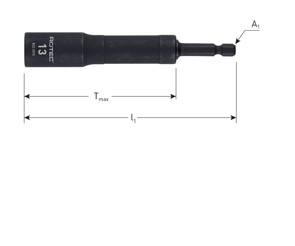 Rotec Hoekdopsleutel flexibel 15 | E6,3 | Bitopname | SW 8x115 - 822.1008