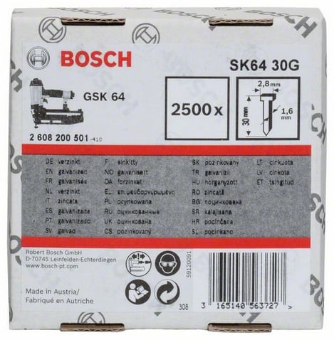 Bosch Accessoires Nagel met verzonken kop SK64 30mm | 1.6mm - 2608200501