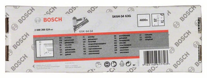 Bosch Accessoires DA Afwerknagels | 34° | verzinkt | 63 mm | 4000 stuks - 2608200524
