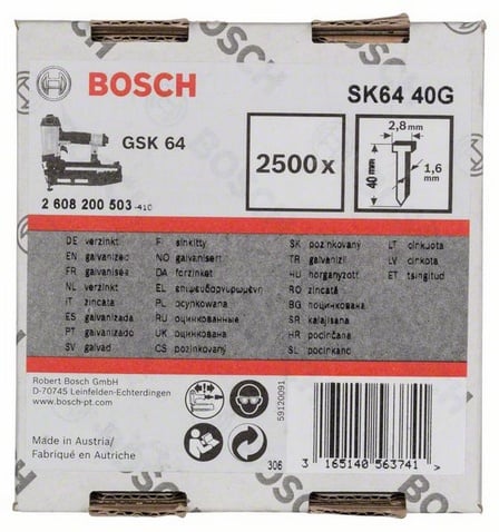 Bosch Accessoires Nagel met verzonken kop SK64 40mm | 1.6mm - 2608200503