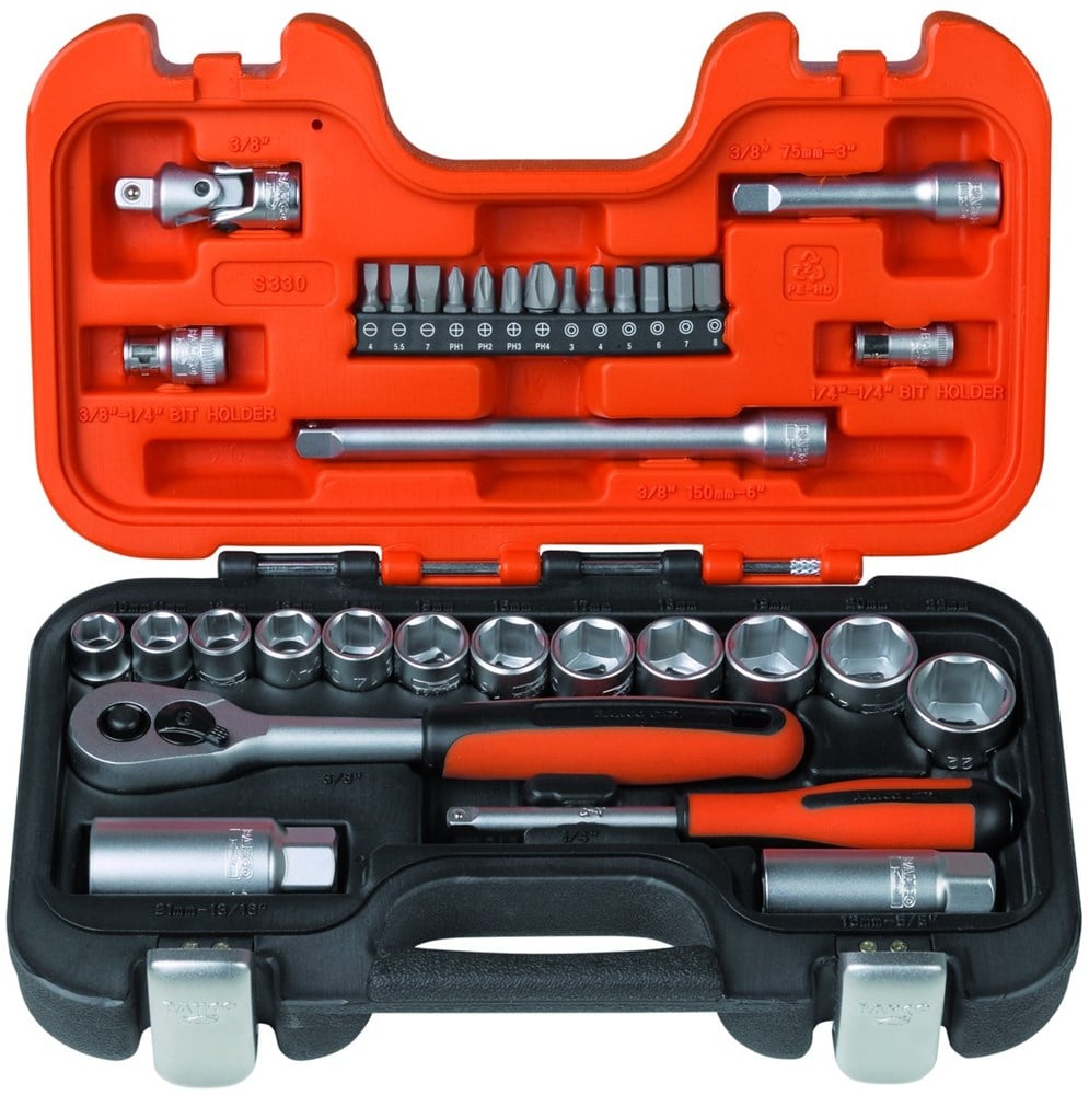 Bahco 3/8 bahco doppenset + 1/4 bits | S330