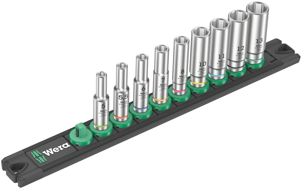 Wera Dop-magneetstrip A Deep 1 doppenset | 1/4"-aandrijving | 9-delig - 05005410001