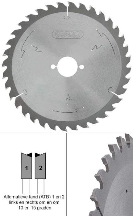 Spero 210mm hout TCT zaagblad 36 tands - asgat 30mm - SPW-210-36-30