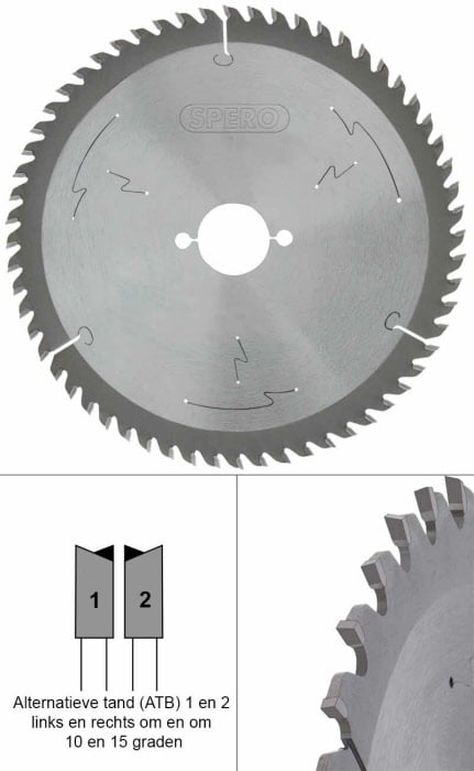 Spero 210mm hout TCT zaagblad 60 tands - asgat 30mm - SPW-210-60-30