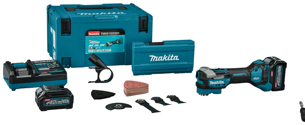 Makita TM001GD201 XGT 40 V Max Multitool 2 5 Ah accu (2 st) snellader accessoireset in Mbox TM001GD201