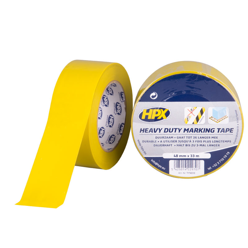 HPX Zelfklevende hoogwaardige markeringstape | Geel | 48mm x 33m - TY5033 | 24 stuks TY5033